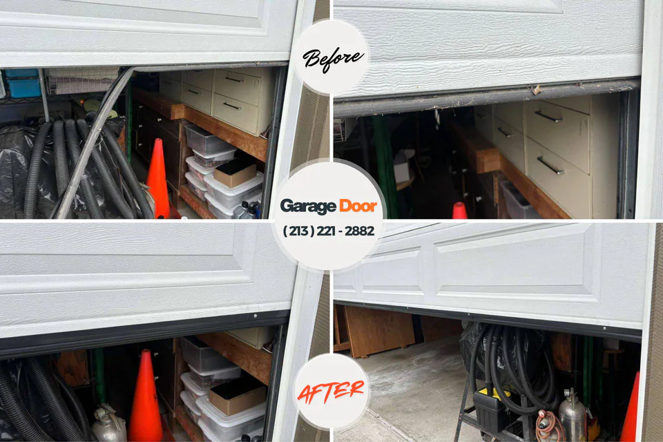 Before and after: garage door repair Midland, WA